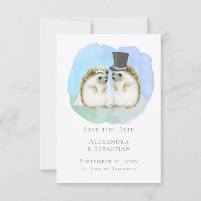 Save the Date Niedlicher Igel Couple Wedding (Vorderseite)