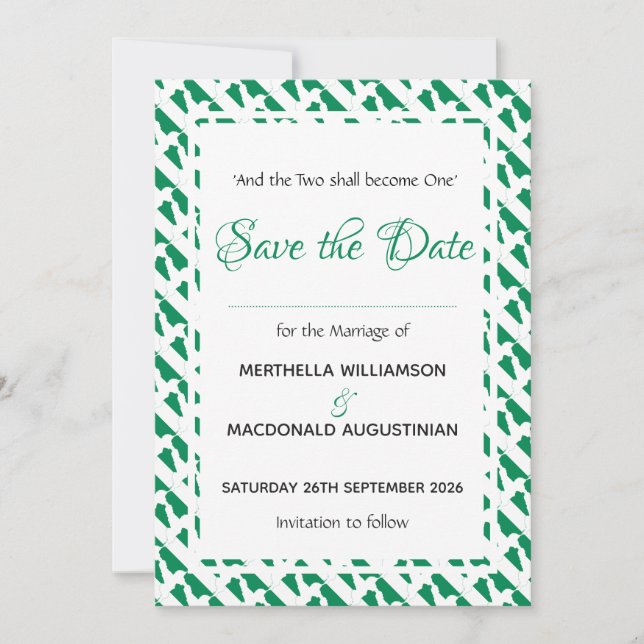 Save The Date NIGERIA Écriture Patriotique Personnalisée Naija M (Devant)