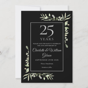 Save The Date Noces d'argent 25 ans Fleurs verdoyantes