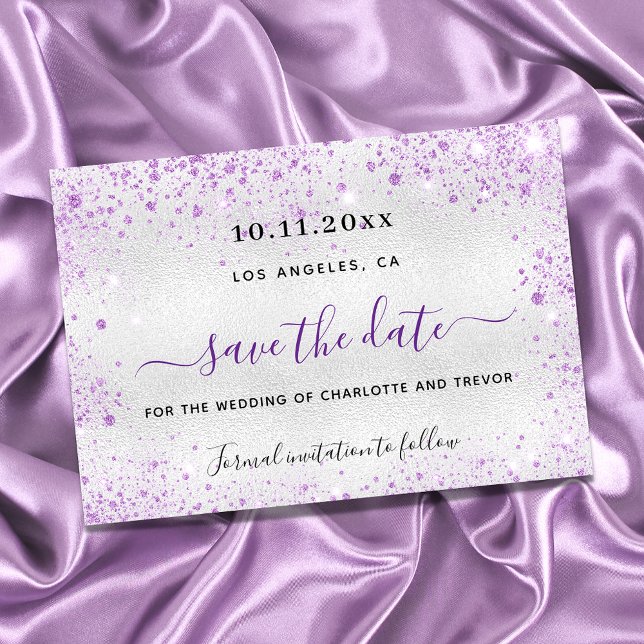 Save The Date Noces d'argent violet scintillant élégant (Créateur téléchargé)