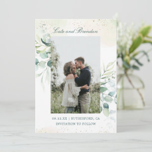 Save The Date Noces Élégantes avec Eucalyptus Rustique