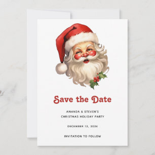 Save The Date Noël de style rétro Holly Jolly Santa Claus