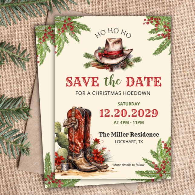Save The Date Noël Occidental, Holiday Hodown, Cowboy Party (Créateur téléchargé)