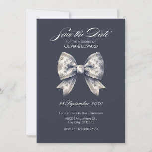 Save The Date Nœud décoratif gris mariage