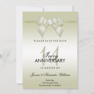 Save The Date Nœud et ruban de gemme d'ivoire 14e anniversaire d