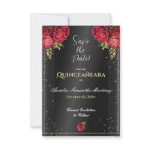 Noir avec Roses Rouges Quinceañera Enregistrer la 