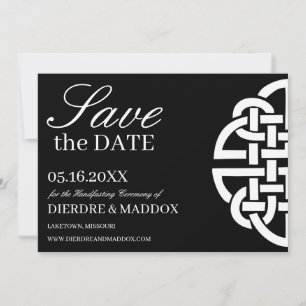 Save The Date Noir & Blanc Celtique noeud simple à main