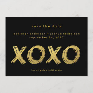 Save The Date Noir d'or chic Photo XOXO Enregistrer la date