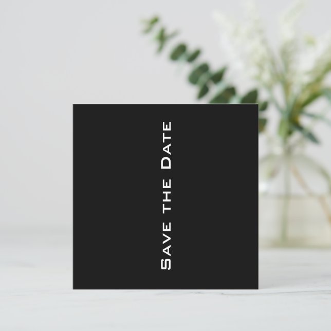 Save The Date Noir et blanc Contemporain Enregistrer la date (Debout devant)
