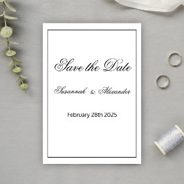 Save The Date Noir et blanc Monogramme Mariage moderne
