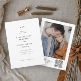Save The Date Noir et blanc simple code QR de mariage élégant