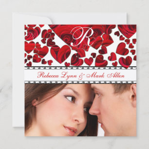 Save The Date Noir et Coeur rouge Roses mariage Enregistrer la d