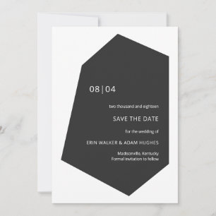 Save The Date Noir Gras Moderne Initiales Minimales Geo Gemstone