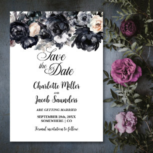Save The Date Noir mariage floral Enregistrer la date