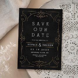 Save The Date Noir & Or Elegant mariage classique moderne
