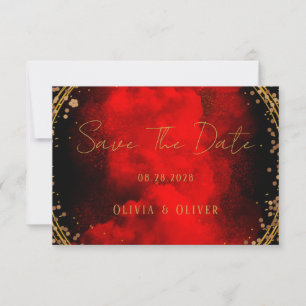 Save The Date Noir Rouge Mariage géométrique Or Enregistrer La D