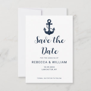 Save The Date Nom de bateau nautique personnalisé Ancre