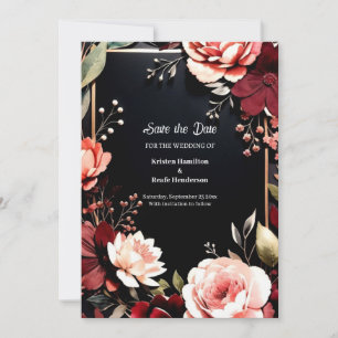 Save The Date Non Photo Burgundy Elegance