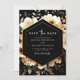 Save The Date Non Photo Chic Gold et Mariage noir