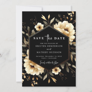 Save The Date Non Photo Chic Gold et Mariage noir