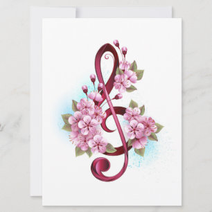 Save The Date Notes de clef musicale en treble avec des fleurs S