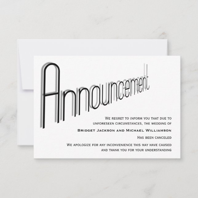 Save The Date Notification mariage annulée (Devant)