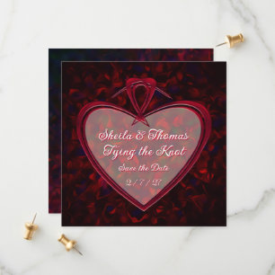 Save The Date Nouer le Nœud Pétales de Rose Rouge Cœur