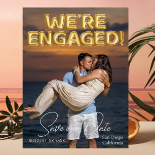 Save The Date Nous sommes engagés Gold Ballons Photo