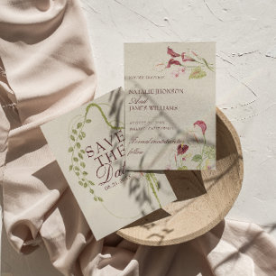 Save The Date Nouveau Art à l'aquarelle Rétro Floral Mariage Chi