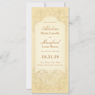 Save The Date Nouveau Victorien : Or pâle fantaisie Enregistrer 