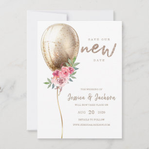 Save The Date Nouvelle Date Mariage Postponction Balloon beige