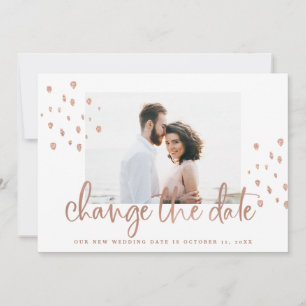 Save The Date Nouvelle date Mariage Script Rose or avec photo