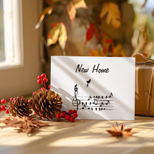 Save The Date Nouvelle maison, oiseau chanteur portant la clé de