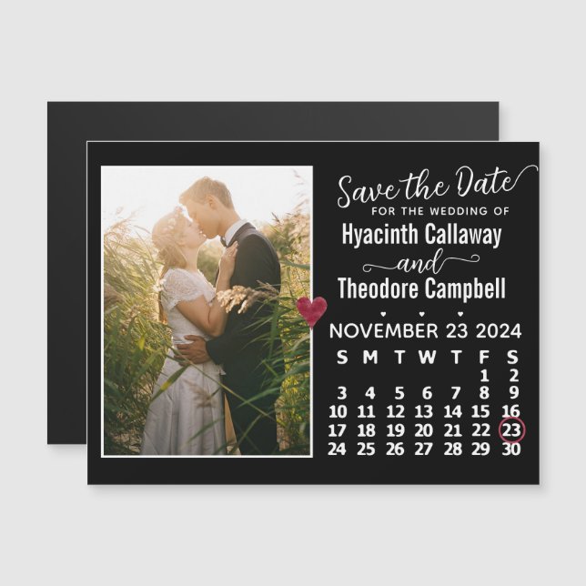 Save the Date November 2024 Kalender Foto Magnet (Vorne/Hinten)