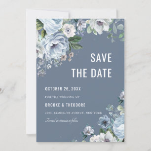 Save The Date Nuances de gris poussiéreux bleu hiver rustique Sa