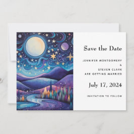 Save The Date Nuit lunaire Big Moon Mariage paysage