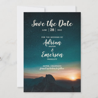 Save The Date Nuit Sky Mountain Starry Galaxy Mariage moderne