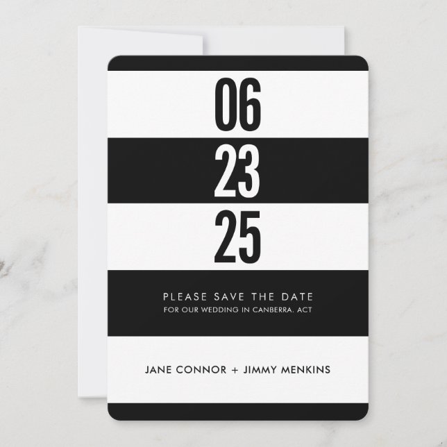 Save The Date NUMÉRO DE LIVRE PILE BLANC blanc noir enregistrer  (Devant)