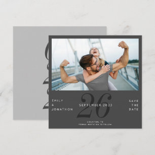 Save The Date Numéro Moderne Date Photo Dark Grey Enregistrer La