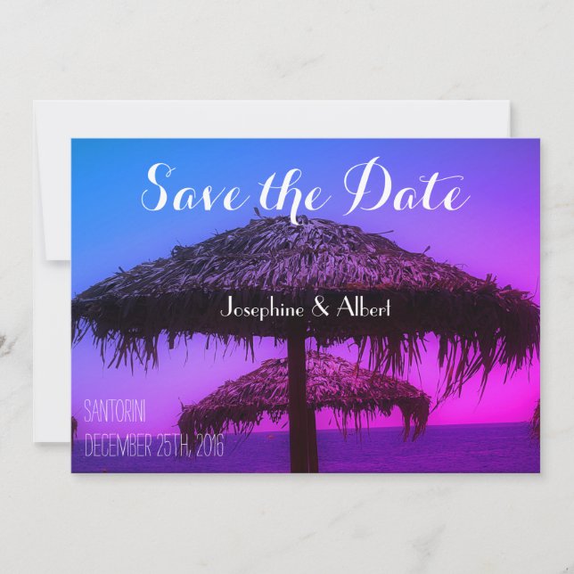 Save The Date Oasis Santorini Beach Wedding Enregistrer la date (Devant)
