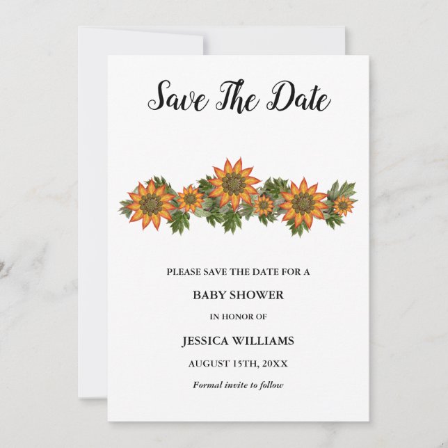 Save The Date "Oh bébé" Baby shower floral d'automne (Devant)