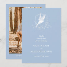 Oiseau Fleur Bleu Français Photo Mariage