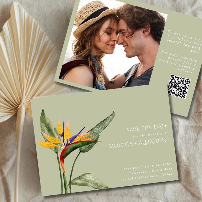 Save The Date Oiseau tropical de Paradise Beach Mariage Photo (Tropical Bird of Paradise Beach Wedding Photo Save The Date)