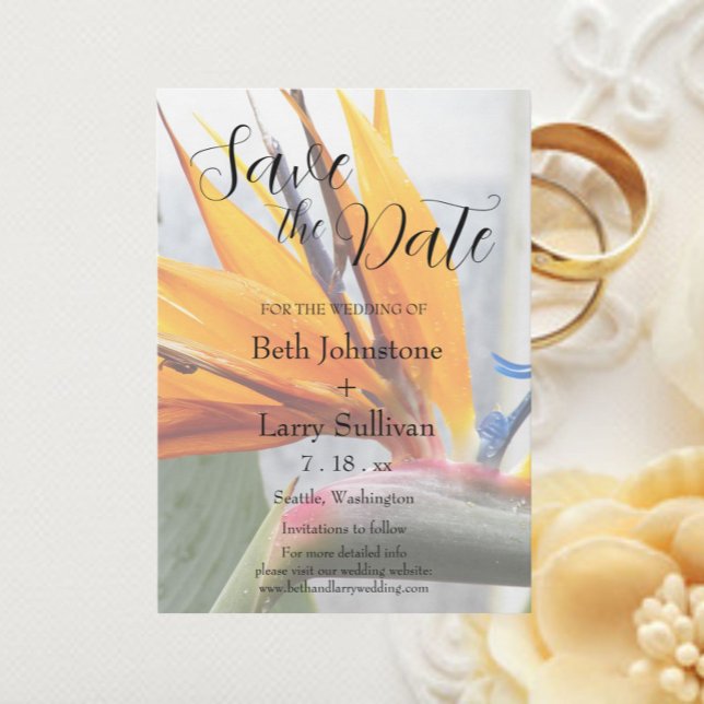 Save The Date Oiseau tropical du Paradis Mariage floral (In Situ Wedding)