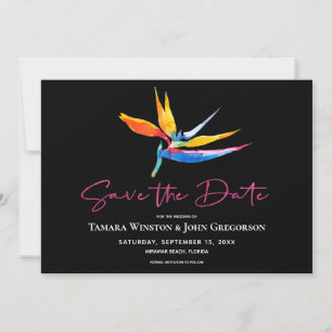 Save The Date Oiseau tropical foncé de Paradise Pink Beach Maria