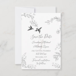 Save The Date Oiseaux et Branches Joli jardin fleuri Mariage