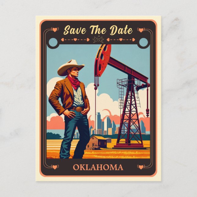 Save The Date | Oklahoma Einladung Postkarte (Vorderseite)