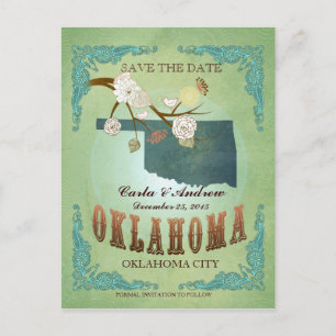 Save the Date - Oklahoma Karte mit hübschen Vögeln