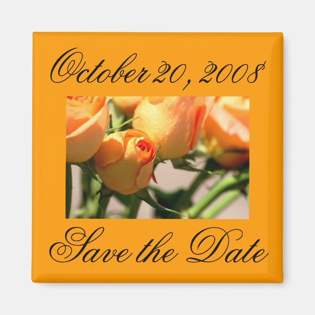 Save the Date Oktober Orange Rose Magnet (Vorne)