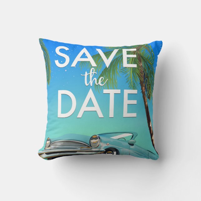 Save the Date Oldtimer und Hochzeitsringe. Kissen (Vorderseite)